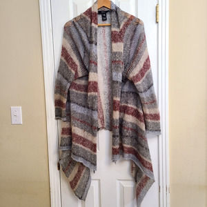 intro Casual Elegance Wool Mohair Open Front Loose Knit Cardigan Plus Size 1X